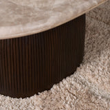 Salontafel - Bruin - Marmer - Mangohout - 90 cm - Ovaal Coffee Tables Starfurn