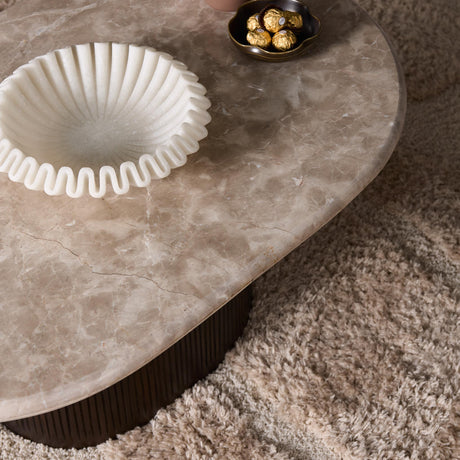 Salontafel - Bruin - Marmer - Mangohout - 90 cm - Ovaal Coffee Tables Starfurn