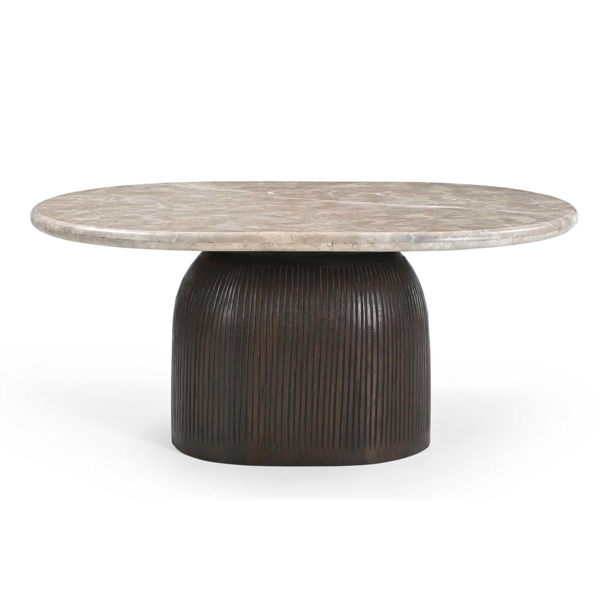 Salontafel - Bruin - Marmer - Mangohout - 90 cm - Ovaal Coffee Tables Starfurn