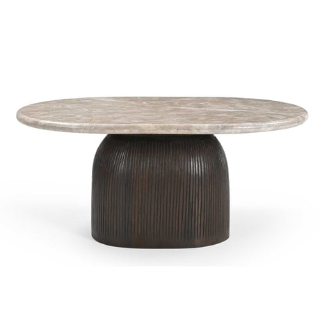 Salontafel - Bruin - Marmer - Mangohout - 90 cm - Ovaal Coffee Tables Starfurn