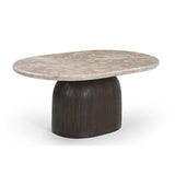Salontafel - Bruin - Marmer - Mangohout - 90 cm - Ovaal Coffee Tables Starfurn