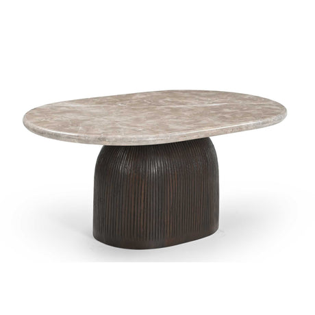 Salontafel - Bruin - Marmer - Mangohout - 90 cm - Ovaal Coffee Tables Starfurn