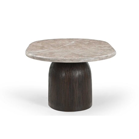 Salontafel - Bruin - Marmer - Mangohout - 90 cm - Ovaal Coffee Tables Starfurn