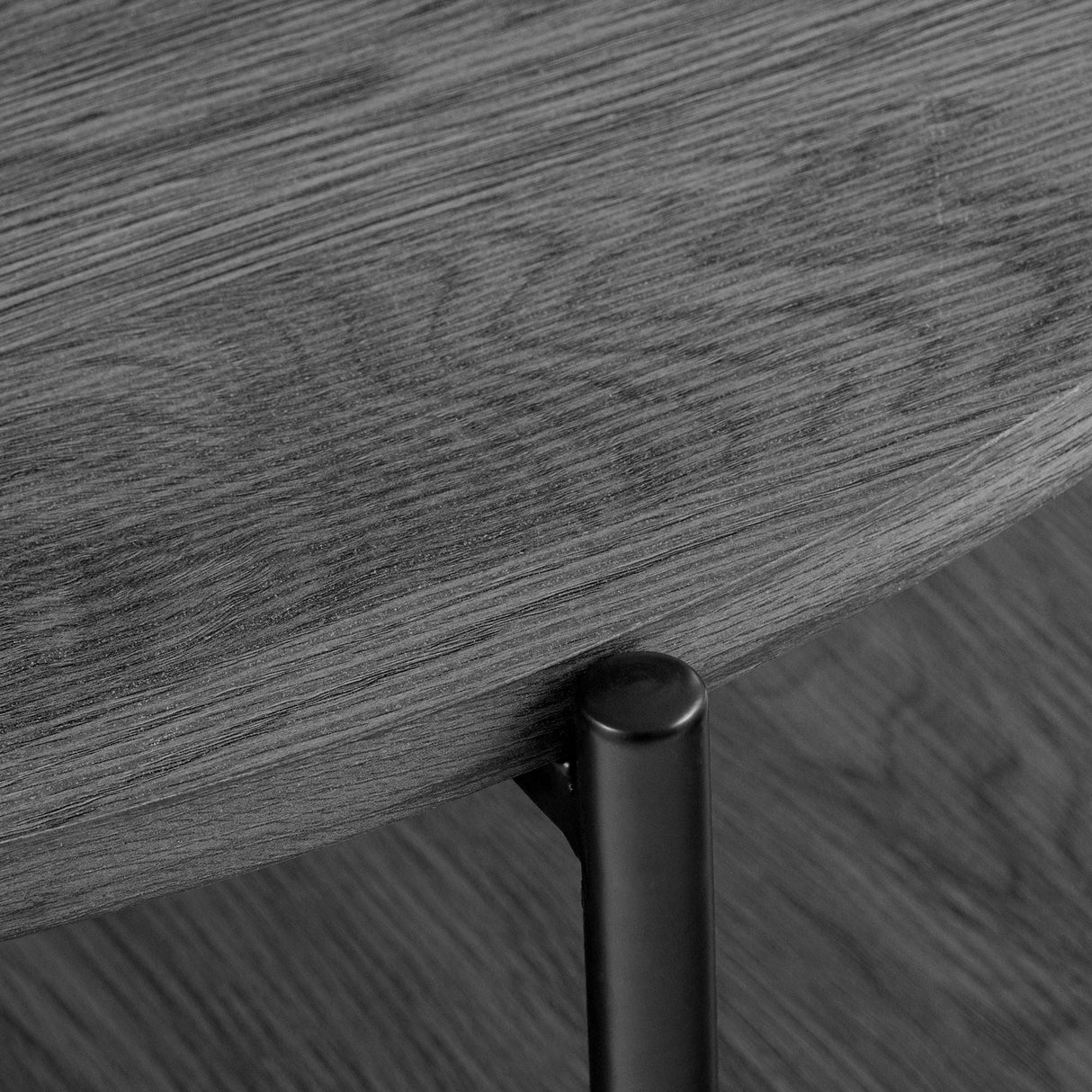 Salontafel Edduma Rond groot – 2-delige Set – Hout & Zwart Metaal – Modern - 80cm Salontafels Knuska