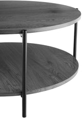 Salontafel Edduma Rond groot – 2-delige Set – Hout & Zwart Metaal – Modern - 80cm Salontafels Knuska