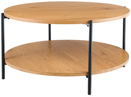 Salontafel Edduma Rond groot – 2-delige Set – Hout & Zwart Metaal – Modern - 80cm Salontafels Knuska
