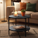 Salontafel Edduma Rond klein – Hout & Zwart Metaal – Modern Design - 50cm Coffee Tables Knuska