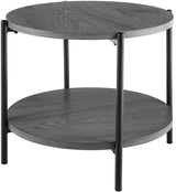 Salontafel Edduma Rond klein – Hout & Zwart Metaal – Modern Design - 50cm Coffee Tables Knuska