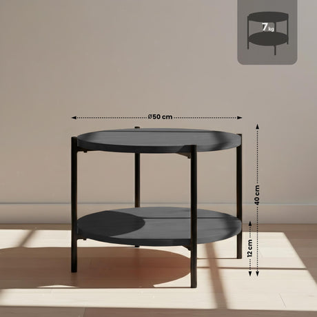 Salontafel Edduma Rond klein – Hout & Zwart Metaal – Modern Design - 50cm Coffee Tables Knuska