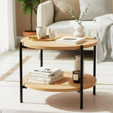 Salontafel Edduma Rond klein – Hout & Zwart Metaal – Modern Design - 50cm Coffee Tables Knuska
