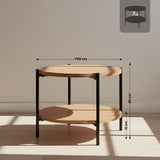 Salontafel Edduma Rond klein – Hout & Zwart Metaal – Modern Design - 50cm Coffee Tables Knuska