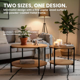 Salontafel Edduma Rond klein – Hout & Zwart Metaal – Modern Design - 50cm Coffee Tables Knuska