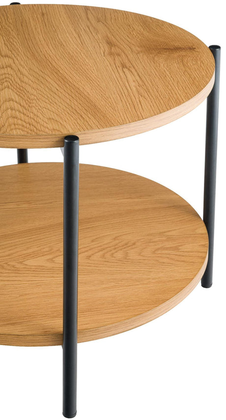 Salontafel Edduma Rond klein – Hout & Zwart Metaal – Modern Design - 50cm Coffee Tables Knuska