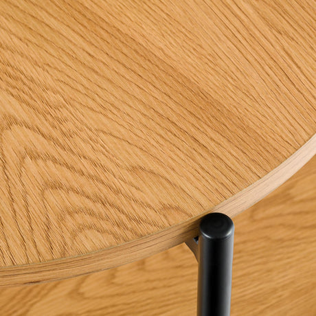 Salontafel Edduma Rond klein – Hout & Zwart Metaal – Modern Design - 50cm Coffee Tables Knuska