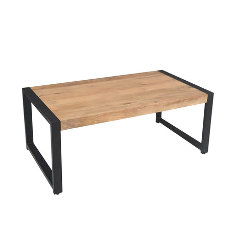 Industriële salontafel van naturel mangohout, 110 x 60 cm, met U-poot frame, foto 3