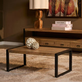 Salontafel - Naturel Mangohout - 110x60 cm - Industrieel U-poot Frame Coffee Tables Starfurn