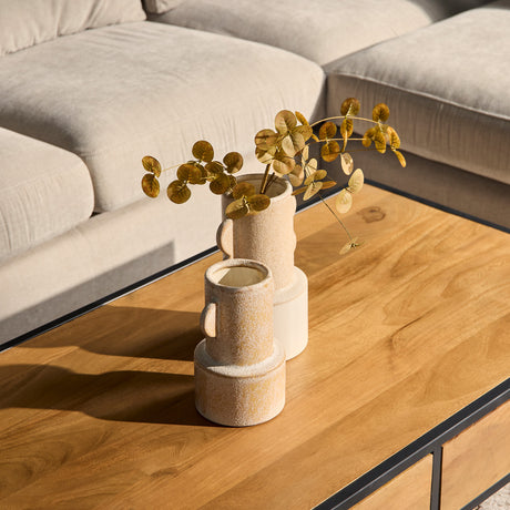 Salontafel van naturel mangohout, 130 cm breed, met 2 lades, foto 2