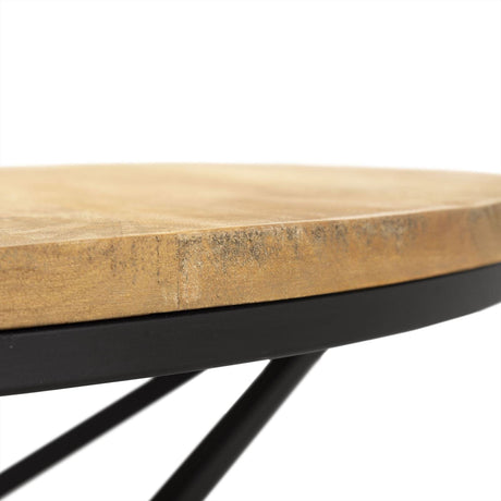 Naturel salontafel van mangohout en zwart staal, 70 cm, industrieel, foto 3
