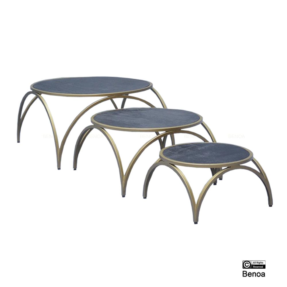 Salontafel Rond Messing Set van 3 Benoa