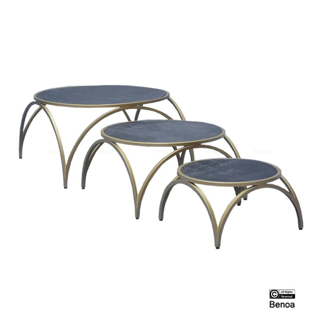 Salontafel Rond Messing Set van 3 Benoa