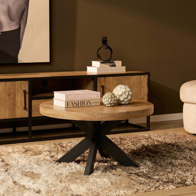 Salontafel - Rond - Naturel - Mangohout - 80 cm Coffee Tables Starfurn