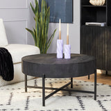 Salontafel - Rond Zwart Mangohout - 80 cm - Metalen Kruispoot Coffee Tables Starfurn