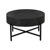 Salontafel - Rond Zwart Mangohout - 80 cm - Metalen Kruispoot Coffee Tables Starfurn