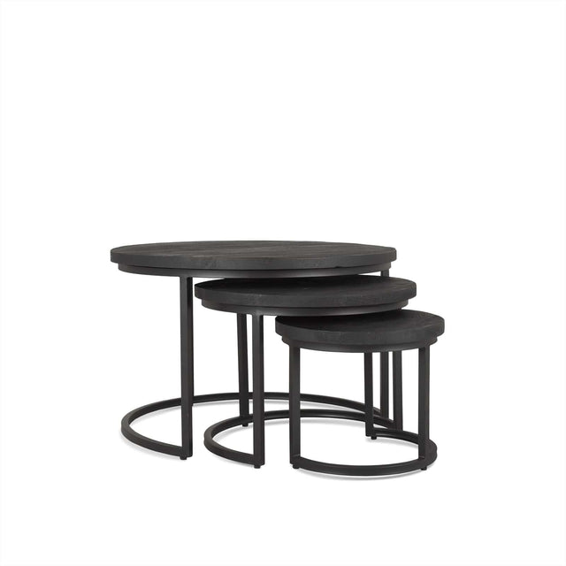 Salontafel Rylee Zwart Set van 3 Benoa