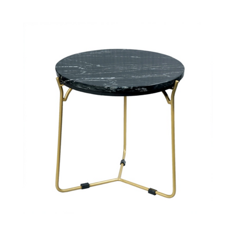 Set van 2 salontafels met zwart marmer blad en gouden metalen frame, 45 cm, foto 5