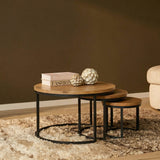Salontafel-set - Rond - Naturel - Mangohout - 70 cm Coffee Tables Starfurn