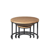Salontafel-set - Rond - Naturel - Mangohout - 70 cm Coffee Tables Starfurn