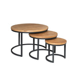 Salontafel-set - Rond - Naturel - Mangohout - 70 cm Coffee Tables Starfurn