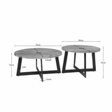 Salontafel set van 2 - Naturel Mangohout - Rond - Industrieel Cross-frame Coffee Tables Starfurn