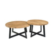 Salontafel set van 2 - Naturel Mangohout - Rond - Industrieel Cross-frame Coffee Tables Starfurn