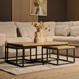 Salontafel set van 3 - Naturel Mangohout - Rechthoekig - Industrieel Frame Coffee Tables Starfurn