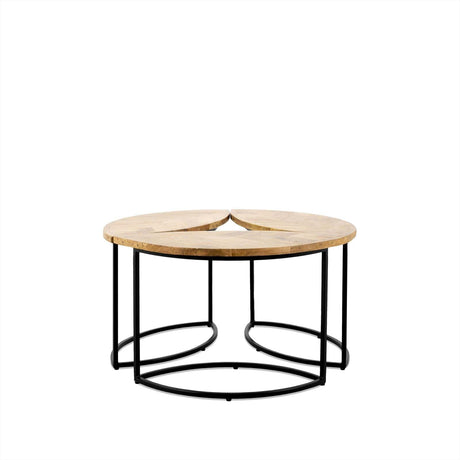 Set van 3 organisch gevormde salontafels van massief mangohout, 80 cm, foto 2