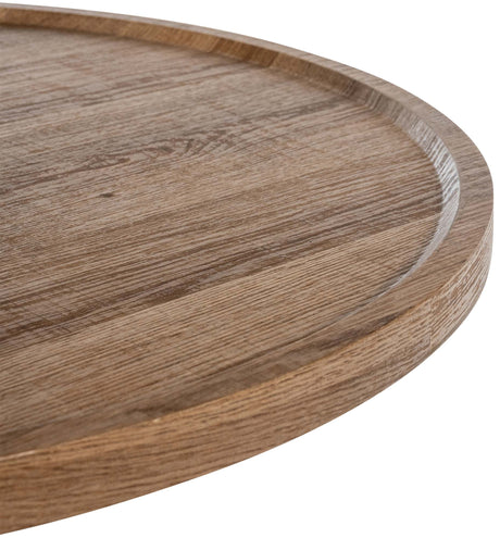 Set van twee bijzettafels met houten blad en zwart metalen frame, foto 3
