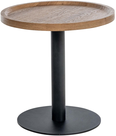 Set van twee bijzettafels met houten blad en zwart metalen frame, foto 4