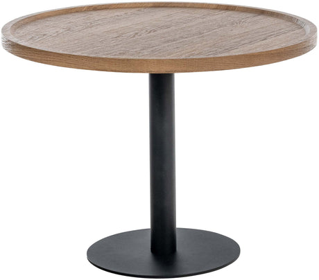 Set van twee bijzettafels met houten blad en zwart metalen frame, foto 5