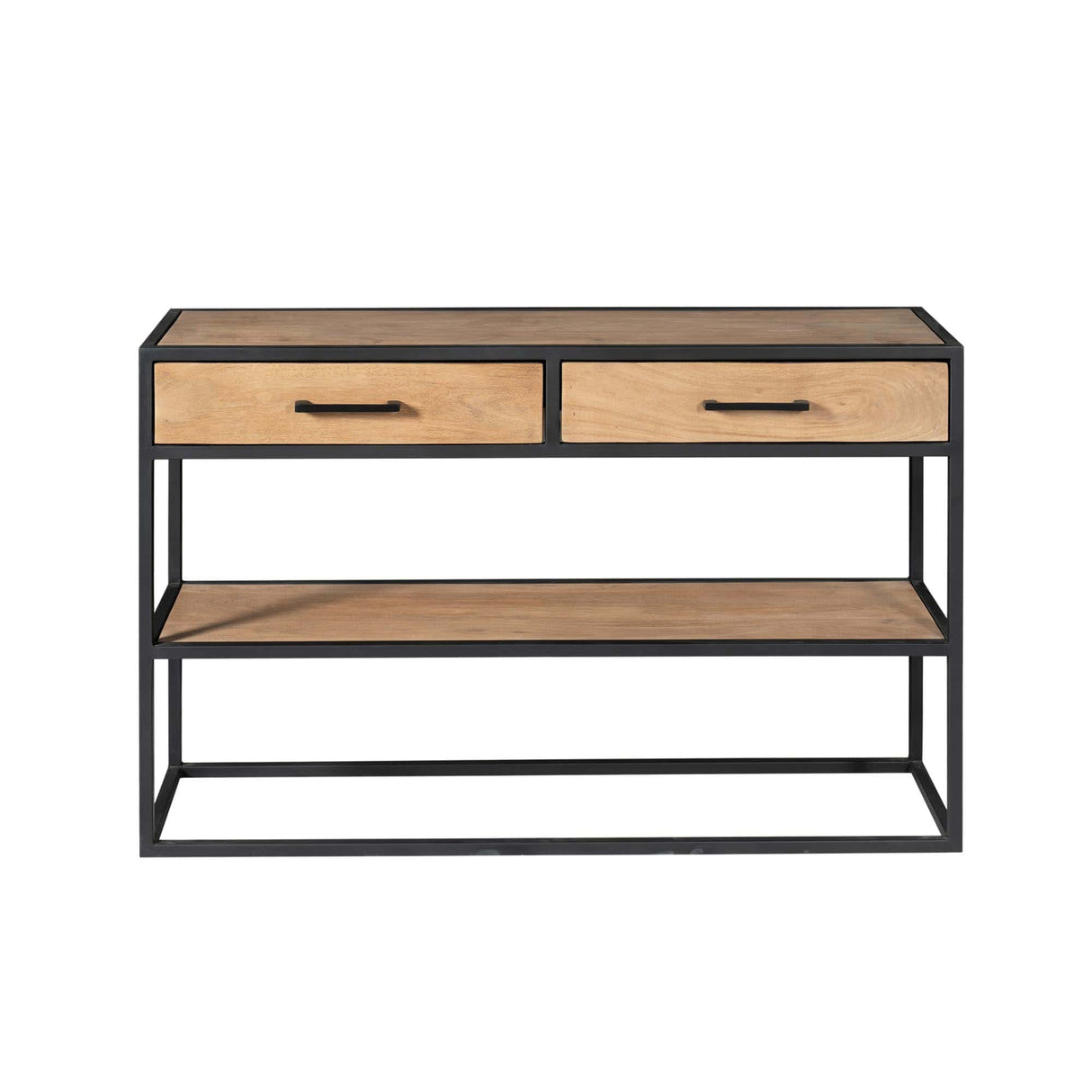 Sidetable - Naturel - Mangohout - Metaal - 120 cm - 2 Laden End Tables Starfurn