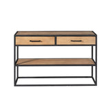 Sidetable - Naturel - Mangohout - Metaal - 120 cm - 2 Laden End Tables Starfurn