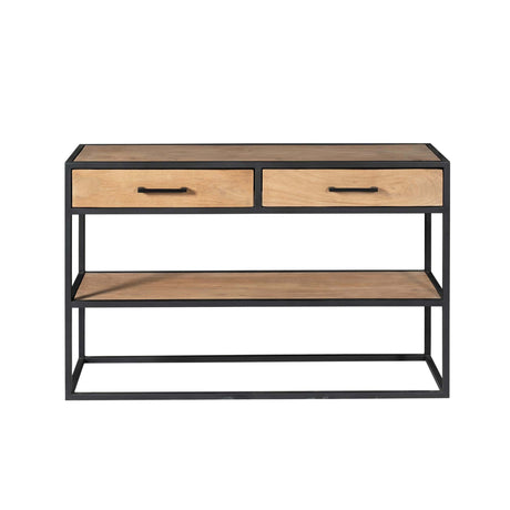 Sidetable - Naturel - Mangohout - Metaal - 120 cm - 2 Laden End Tables Starfurn