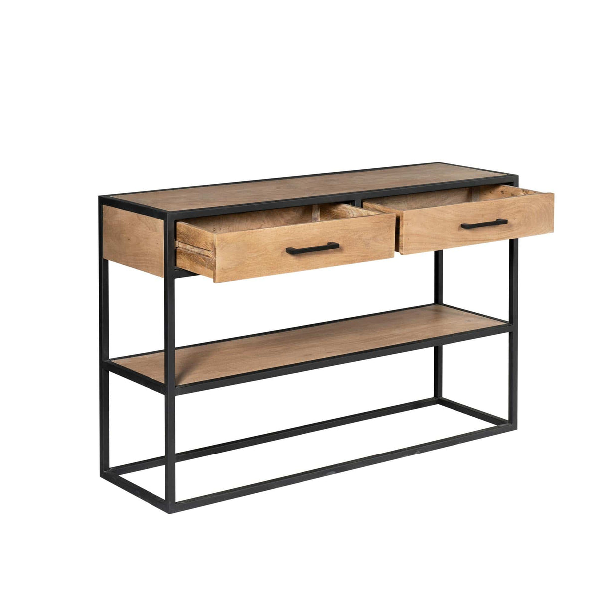 Sidetable - Naturel - Mangohout - Metaal - 120 cm - 2 Laden End Tables Starfurn