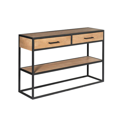 Sidetable - Naturel - Mangohout - Metaal - 120 cm - 2 Laden End Tables Starfurn