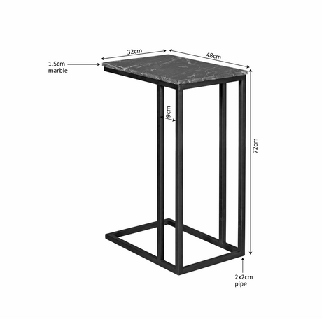 Slider bijzettafel met zwart marmer, industrieel metalen frame, 48 cm, foto 4