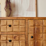 Dressoir - Naturel - Mangohout - Blokpatroon - 160 cm