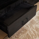 Tv-meubel - Zwart - Mangohout - Metaal - 150 cm - 3 Lades