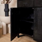 Vitrinekast - Zwart - Mangohout - 115 cm