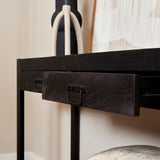 Sidetable - Zwart - Mangohout - Metaal - 120 cm - 2 Laden