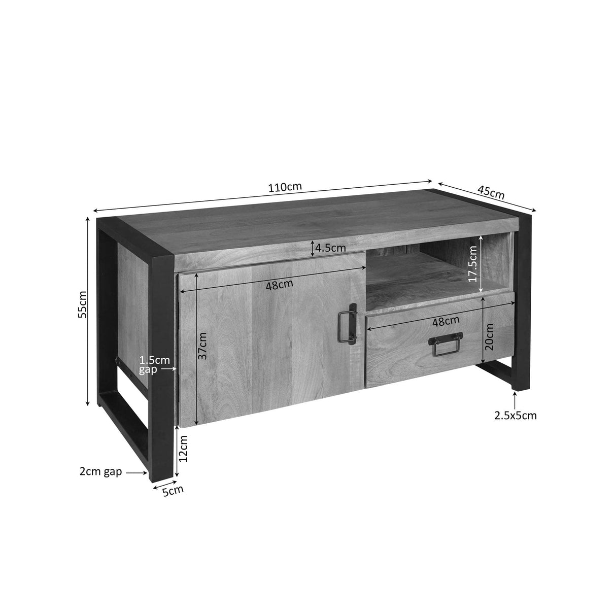 Tv meubel Britt | 110 cm | met deur en open vak Starfurn